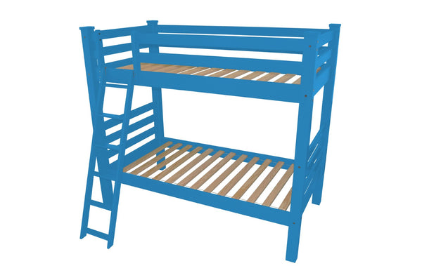 HomeRoots Blue Queen Solid Wood Bunk Bed – Stylish, Safe & Space-Saving Design for Shared Bedrooms & Guests 548302