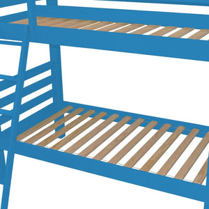 HomeRoots Blue Queen Solid Wood Bunk Bed – Stylish, Safe & Space-Saving Design for Shared Bedrooms & Guests 548302