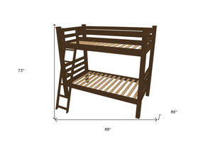 HomeRoots Brown Queen Solid Wood Bunk Bed - Elegant Space-Saving Design with Safety Features for Cozy Bedrooms 548303