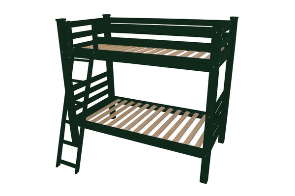 HomeRoots Green Queen Solid Wood Bunk Bed - Stylish Space-Saving Design with Safety Features for All Ages 548304