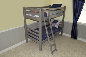 HomeRoots Gray Queen Solid Wood Bunk Bed – Stylish Space Saver with Safety Features for Guest Rooms & More 548305