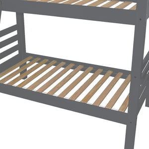 HomeRoots Gray Queen Solid Wood Bunk Bed – Stylish Space Saver with Safety Features for Guest Rooms & More 548305