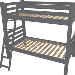 HomeRoots Gray Queen Solid Wood Bunk Bed – Stylish Space Saver with Safety Features for Guest Rooms & More 548305