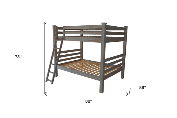 HomeRoots Gray Queen-Over-Queen Solid Wood Bunk Bed – Stylish, Durable, Space-Saving Design for Growing Families 548306