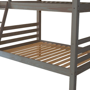 HomeRoots Gray Queen-Over-Queen Solid Wood Bunk Bed – Stylish, Durable, Space-Saving Design for Growing Families 548306