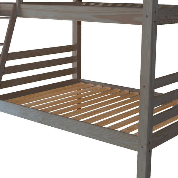 HomeRoots Gray Queen-Over-Queen Solid Wood Bunk Bed – Stylish, Durable, Space-Saving Design for Growing Families 548306