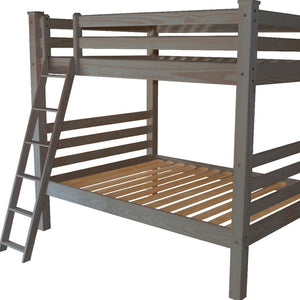 HomeRoots Gray Queen-Over-Queen Solid Wood Bunk Bed – Stylish, Durable, Space-Saving Design for Growing Families 548306