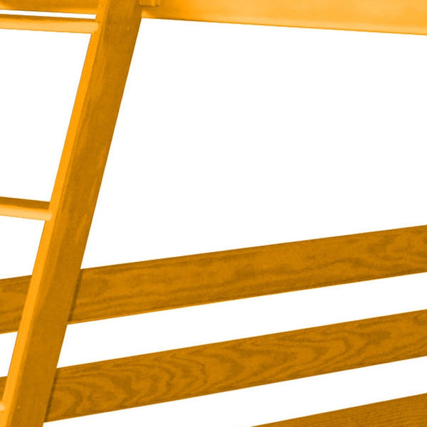 HomeRoots Yellow Queen-Over-Queen Solid Wood Bunk Bed: Stylish, Safe, & Space-Saving Design for Any Room 548307