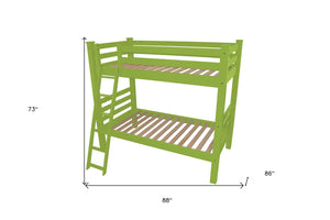 HomeRoots Green Queen Solid Wood Bunk Bed – Stylish Space-Saving Solution for Families, Guests, and Kids' Rooms 548308