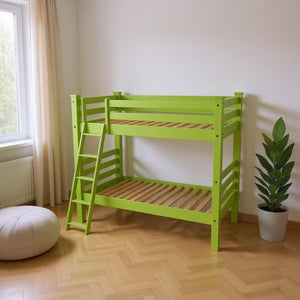 HomeRoots Green Queen Solid Wood Bunk Bed – Stylish Space-Saving Solution for Families, Guests, and Kids' Rooms 548308