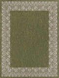 Unique Loom Outdoor Border Floral Border Machine Made Floral Rug Green, Ivory/Gray 10' 0" x 13' 0"