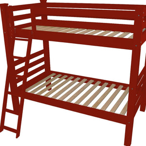HomeRoots Red Queen Bunk Bed - Vibrant Solid Wood Design for Kids' Rooms, Safety Features & Space-Saving Style 548310