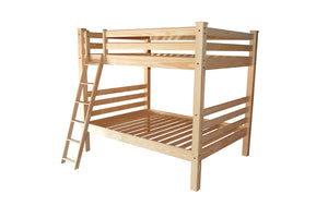 HomeRoots Natural Queen Over Queen Solid Wood Bunk Bed – Stylish, Durable Design for Space-Saving Comfort 548311