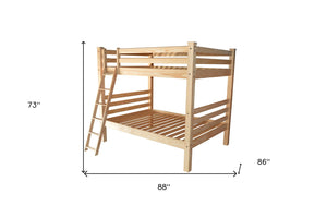 HomeRoots Natural Queen Over Queen Solid Wood Bunk Bed – Stylish, Durable Design for Space-Saving Comfort 548311