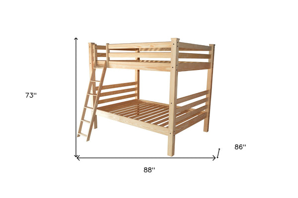 HomeRoots Natural Queen Over Queen Solid Wood Bunk Bed – Stylish, Durable Design for Space-Saving Comfort 548311