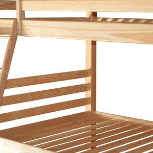HomeRoots Natural Queen Over Queen Solid Wood Bunk Bed – Stylish, Durable Design for Space-Saving Comfort 548311