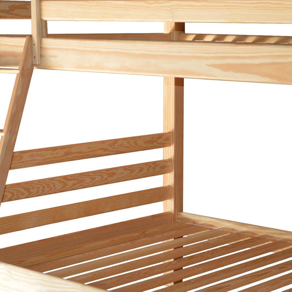 HomeRoots Natural Queen Over Queen Solid Wood Bunk Bed – Stylish, Durable Design for Space-Saving Comfort 548311