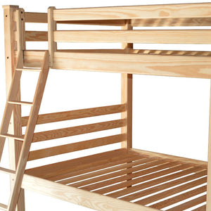 HomeRoots Natural Queen Over Queen Solid Wood Bunk Bed – Stylish, Durable Design for Space-Saving Comfort 548311