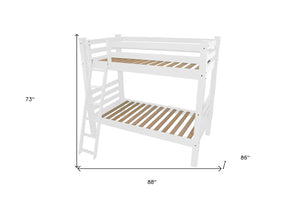 HomeRoots White Queen Solid Wood Bunk Bed - Space-Saving Design, Family-Friendly Safety & Timeless Style 548312