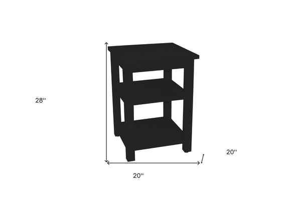 Homeroots 28" Black Solid Wood Nightstand   548314