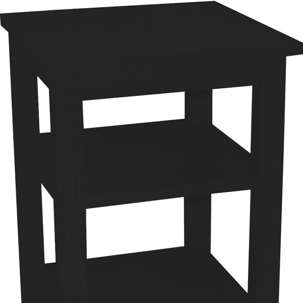 Homeroots 28" Black Solid Wood Nightstand   548314