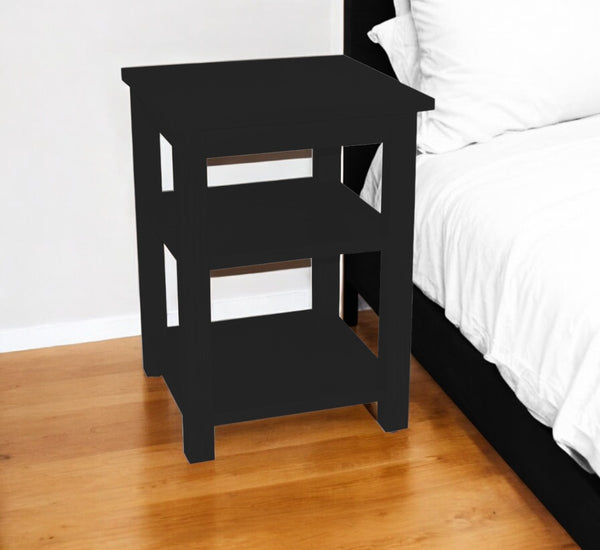 Homeroots 28" Black Solid Wood Nightstand   548314