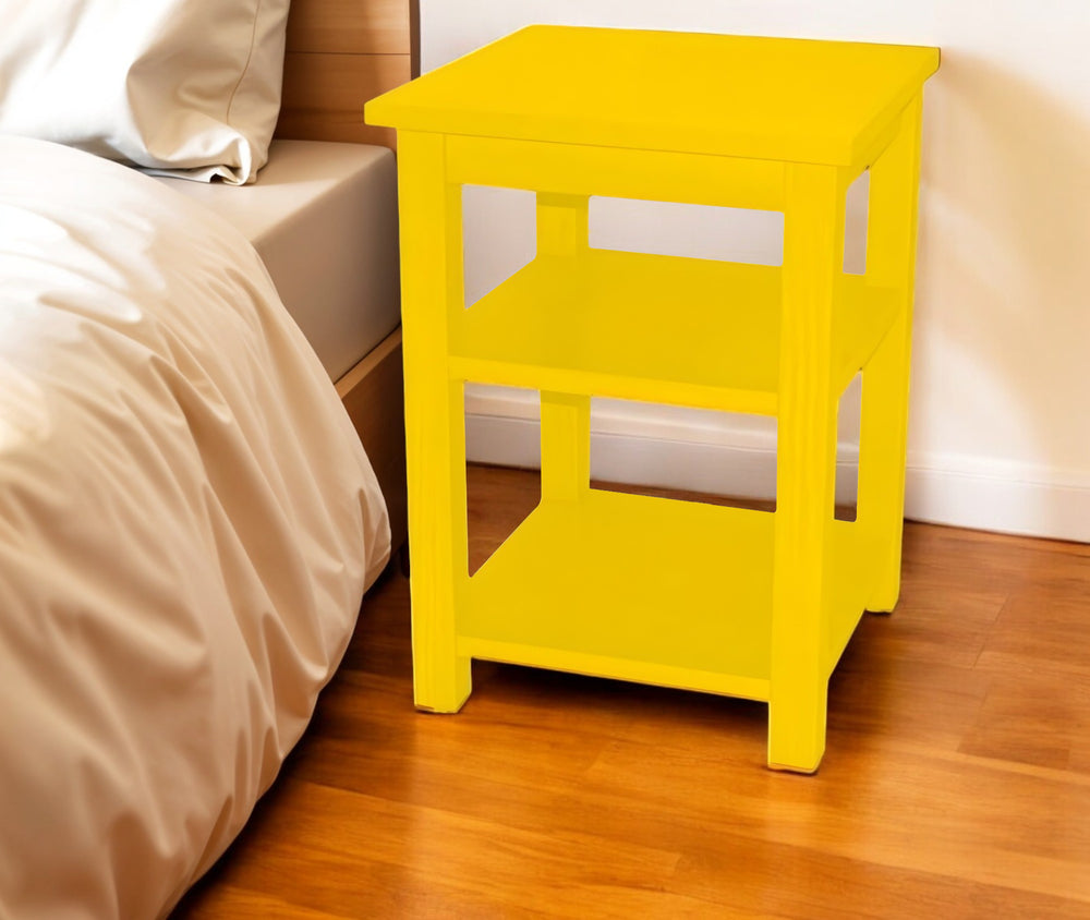 Homeroots 28" Yellow Solid Wood Nightstand   548315