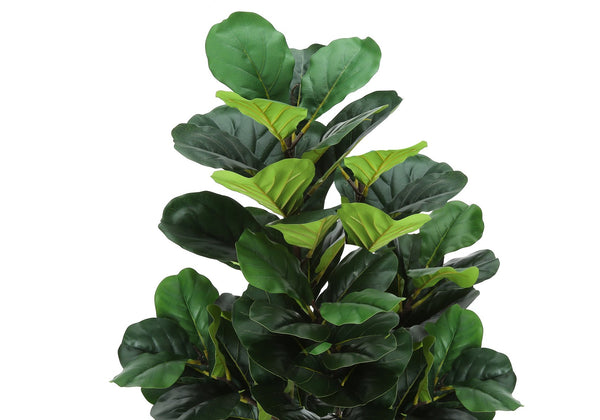 English Elm Artificial 47" Tall Fiddle Leaf Fig Tree – Real Touch Faux Plant In Black Pot For Effortless Decor B2710P220029