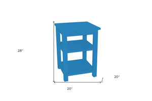 Homeroots 28" Caribbean Blue Solid Wood Nightstand   548316