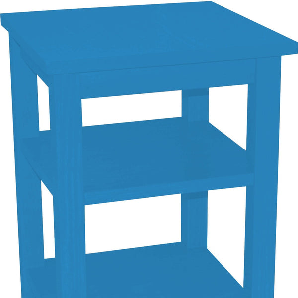 Homeroots 28" Caribbean Blue Solid Wood Nightstand   548316