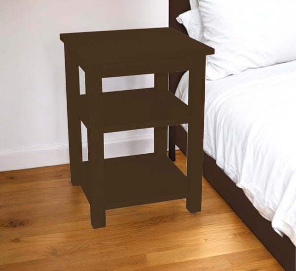 Homeroots 28" Dark Brown Solid Wood Nightstand   548317