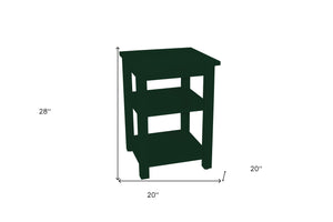 Homeroots 28" Dark Green Solid Wood Nightstand   548318