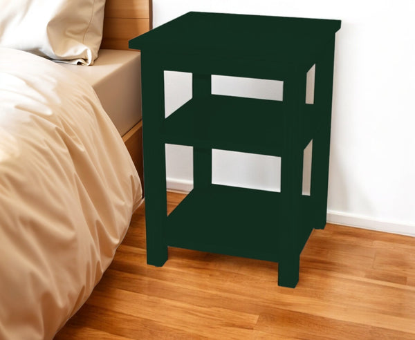 Homeroots 28" Dark Green Solid Wood Nightstand   548318