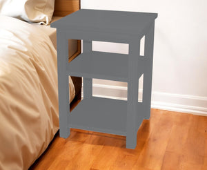 Homeroots 28" Gray Solid Wood Nightstand   548319