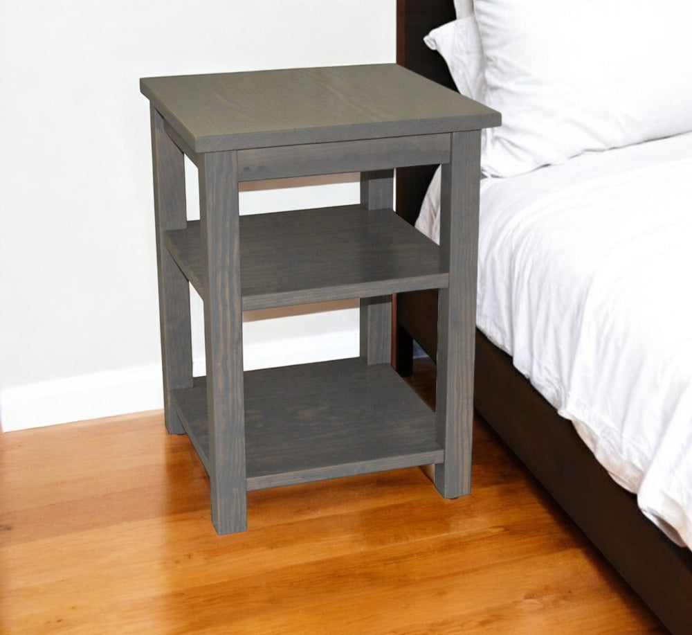 Homeroots 28" Gray Solid Wood Nightstand   548320