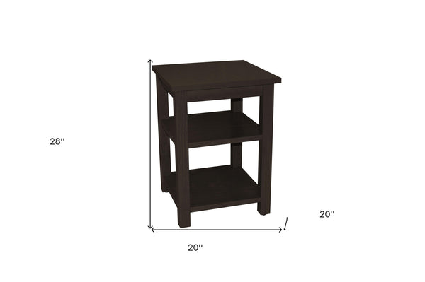 Homeroots 28" Espresso Solid Wood Nightstand   548323