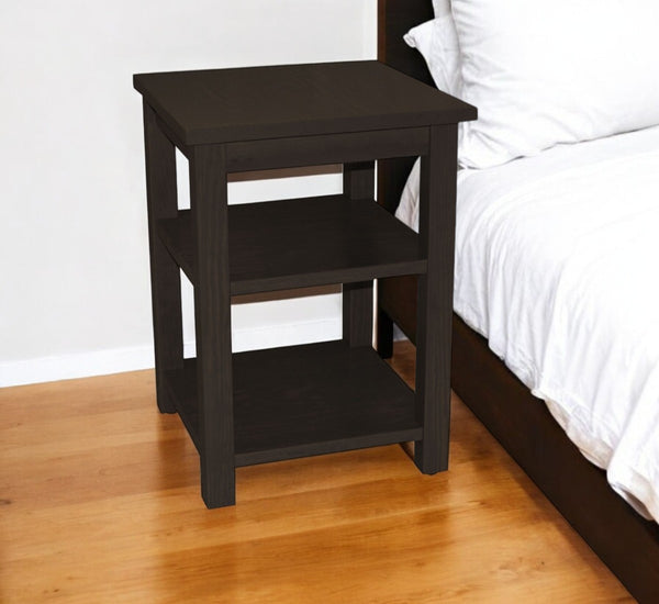 Homeroots 28" Espresso Solid Wood Nightstand   548323