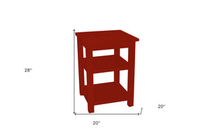 Homeroots 28" Red Solid Wood Nightstand   548324