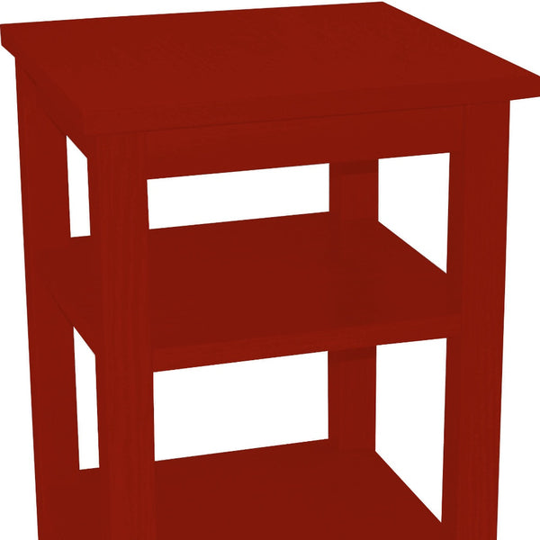Homeroots 28" Red Solid Wood Nightstand   548324