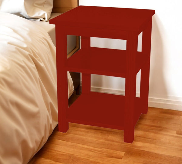 Homeroots 28" Red Solid Wood Nightstand   548324