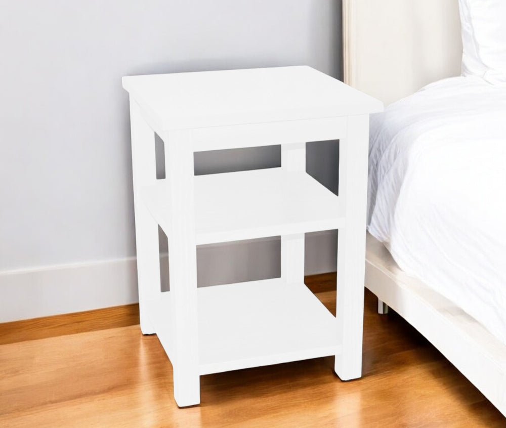 Homeroots 28" White Solid Wood Nightstand   548326