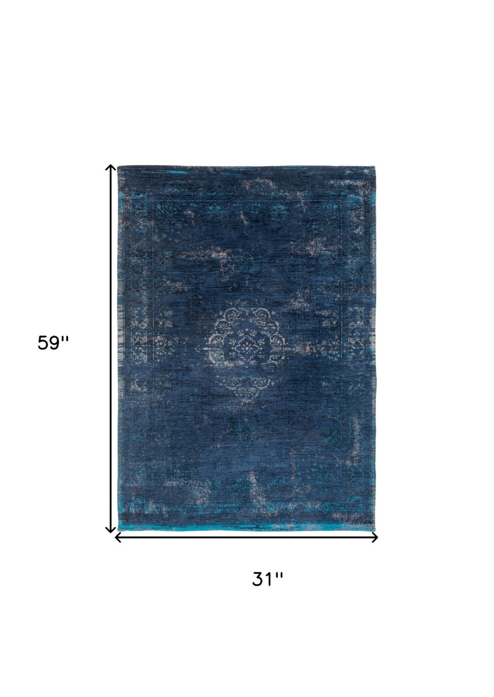 HomeRoots 3' Blue and Gray Medallion Non-Skid Area Rug - Elegant Design for Warmth and Style in Any Room 3' X 5' 548334