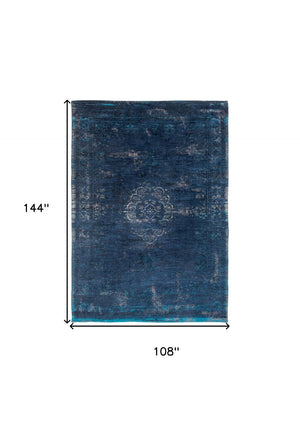 HomeRoots 3' Blue and Gray Medallion Non-Skid Area Rug - Elegant Design for Warmth and Style in Any Room 9' X 13' 548339