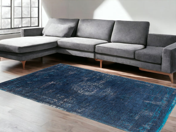 HomeRoots 3' Blue and Gray Medallion Non-Skid Area Rug - Elegant Design for Warmth and Style in Any Room 9' X 13' 548339