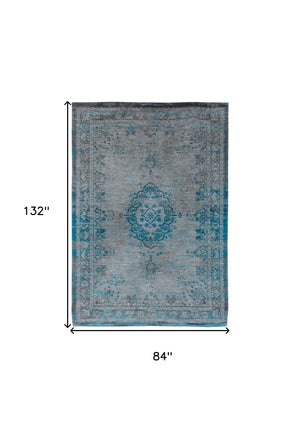 Homeroots 8' X 11' Gray And Green Medallion Non Skid Area Rug  100% Pet 548344