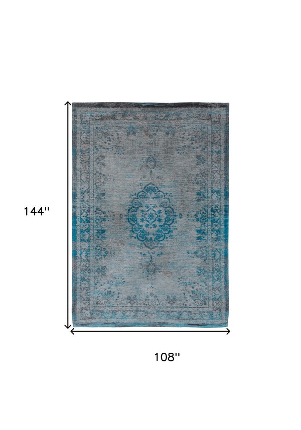 HomeRoots 3' Gray and Green Medallion Non-Skid Area Rug – Stylish and Safe for High Traffic Spaces, Easy Care 9' X 13' 548345