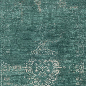 HomeRoots 3' Gray and Green Medallion Area Rug - Non-Skid Backing for Safe Entryways, Stylish and Durable Design 3' X 5' 548352