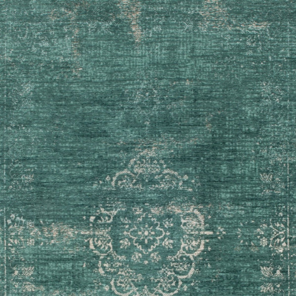 HomeRoots 3' Gray and Green Medallion Area Rug - Non-Skid Backing for Safe Entryways, Stylish and Durable Design 3' X 5' 548352