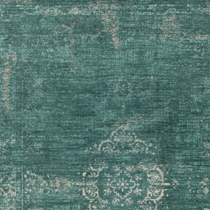 Homeroots 7' X 9' Gray And Green Medallion Non Skid Area Rug  100% Pet 548355