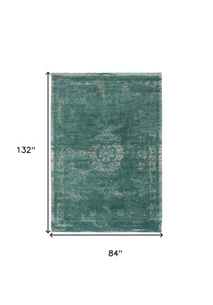 Homeroots 8' X 11' Gray And Green Medallion Non Skid Area Rug  100% Pet 548356